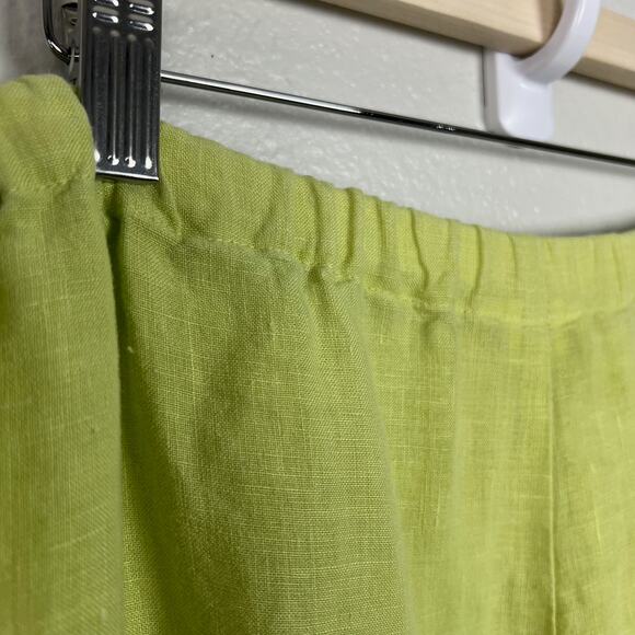 Habitat Women's Size XL 100% Linen Lime Green Cropped Pull On Pants Lagenlook - Picture 8 of 9
